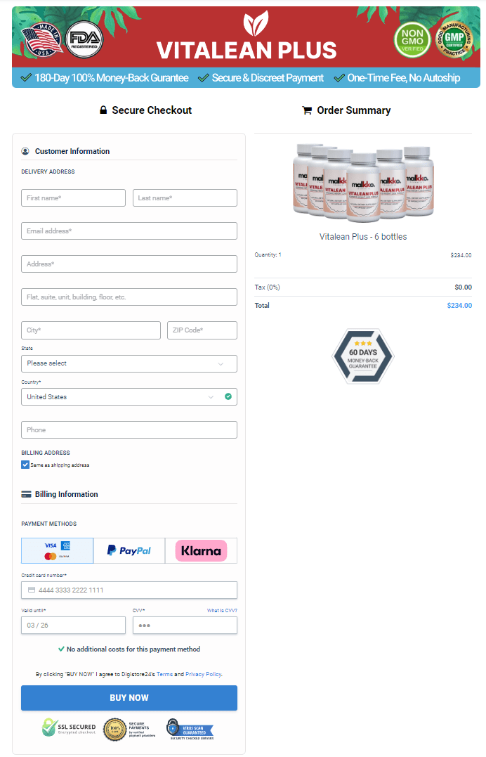 VitaLean Plus order page